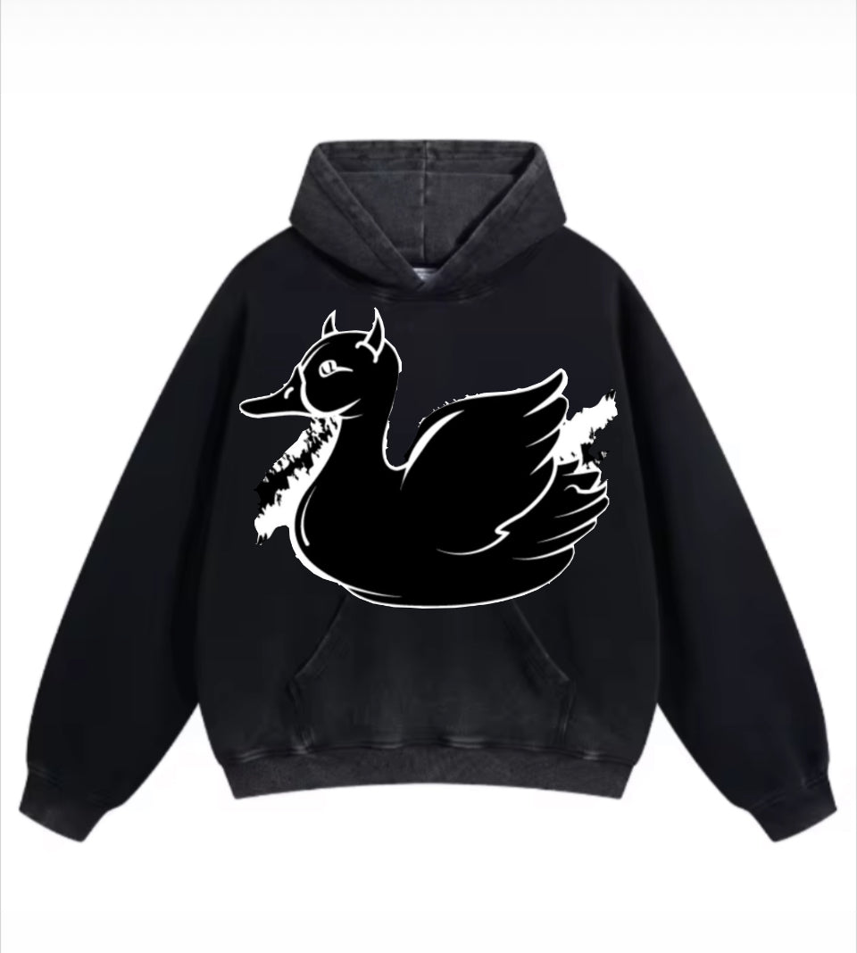 punk duck hoodie black