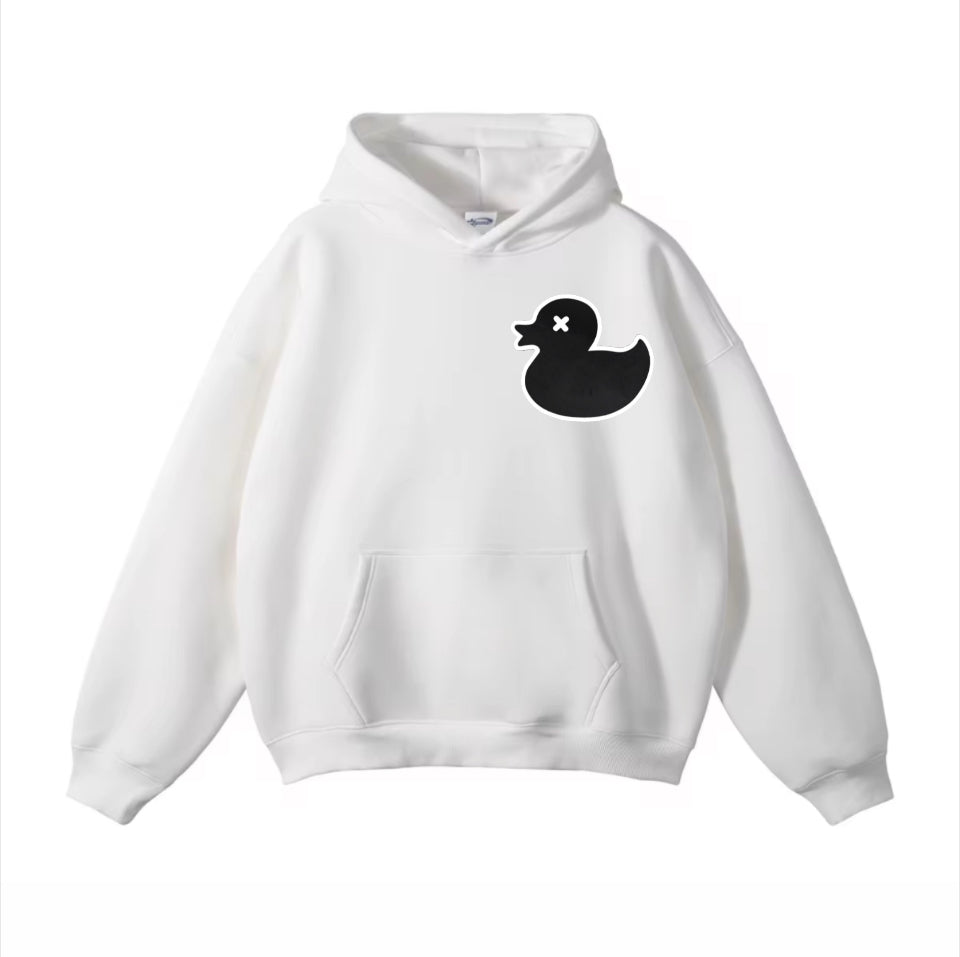 Ducqie solid black white Hoodie