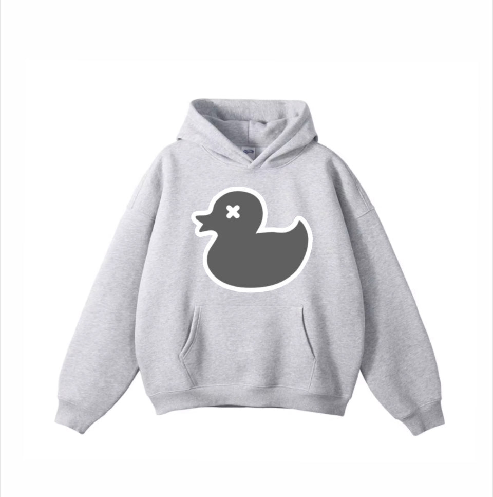 Big  Ducqie solid grey heater Hoodie